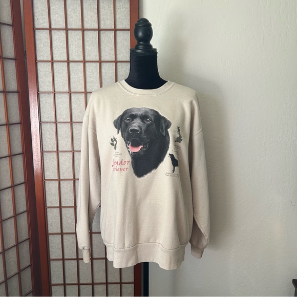 Vintage 80s 90s Oversized Graphic Labrador Dog Crewneck Hoodie / Sweatshirt - Picture 6 of 13